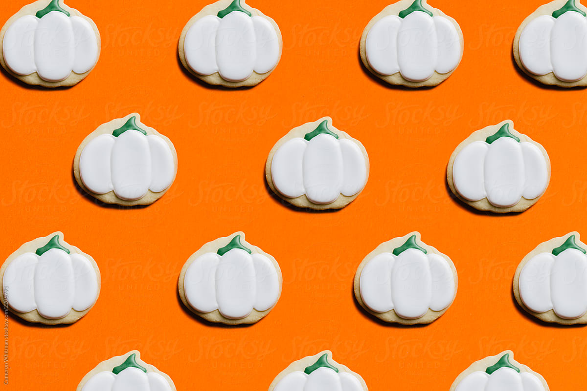 White Pumpkin Pattern On Orange