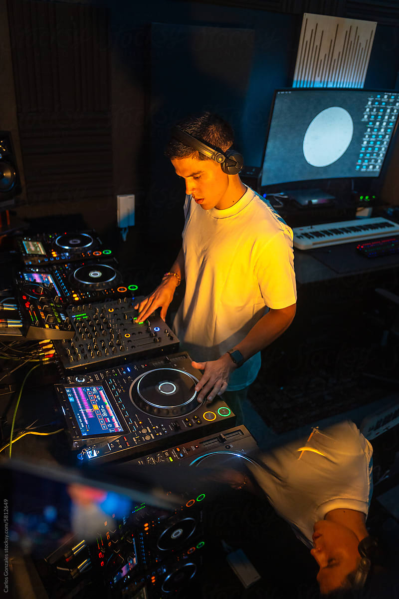Music DJ in Recording Studio