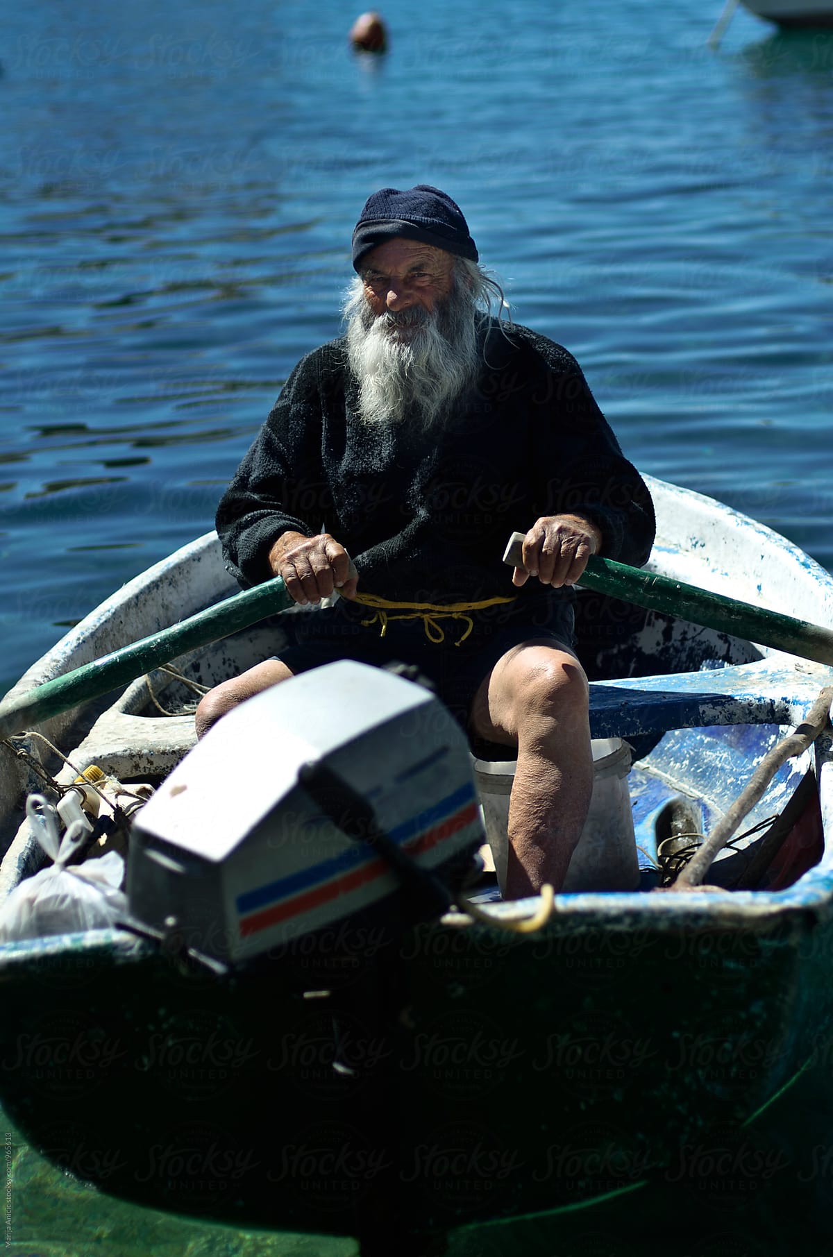 Portrait of old fisherman