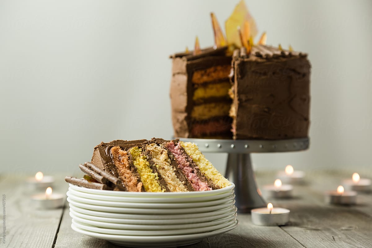 Chocolate Bonfire  Layer Cake with Hard Candy Flames