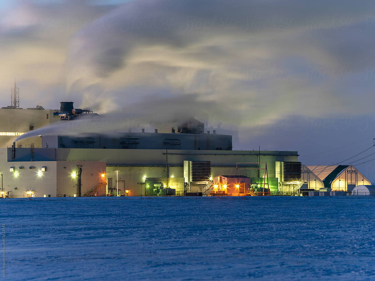 night view of cogeneration and potash