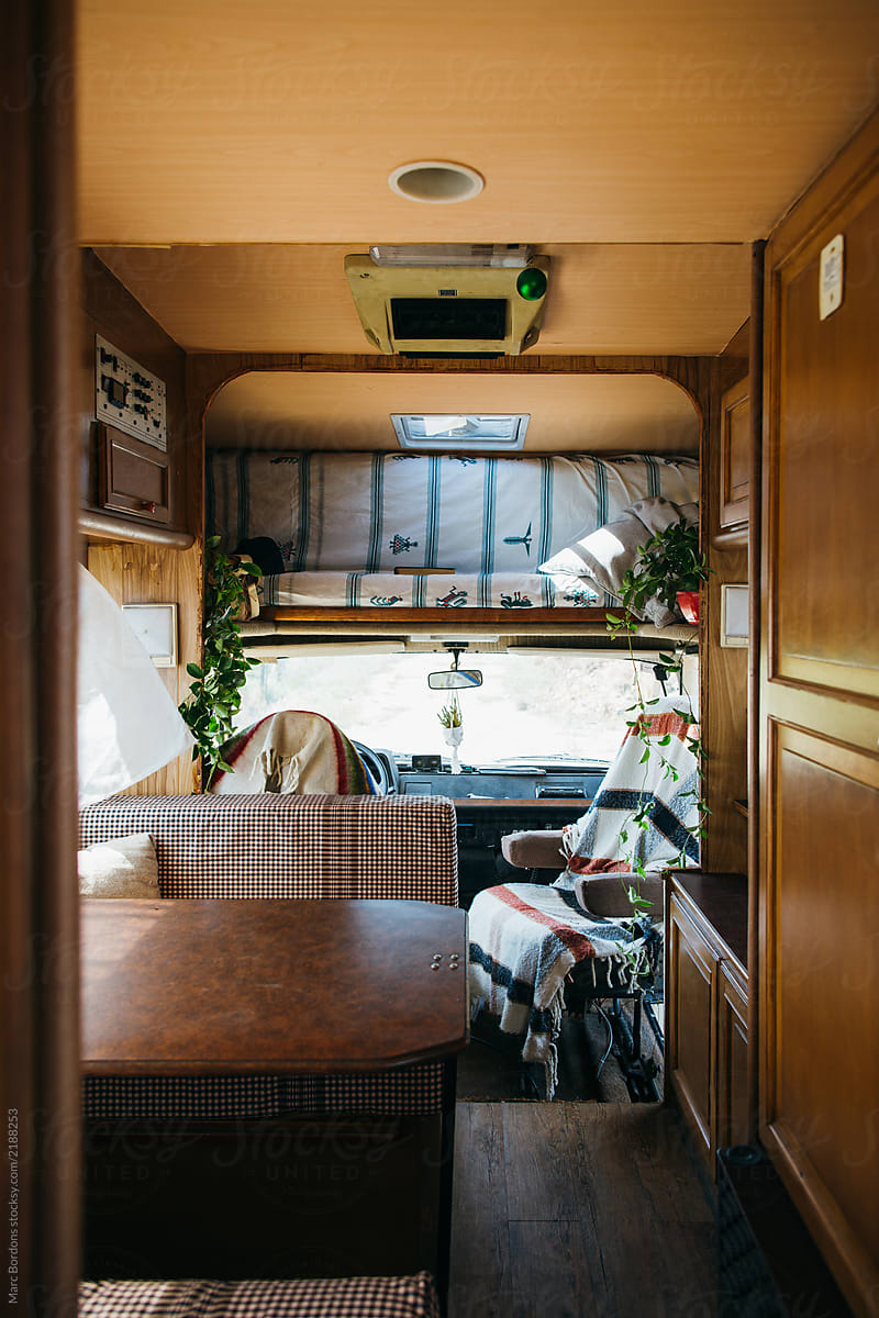 Interior view of wooden mobile home