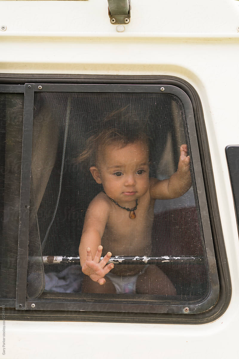 Baby girl in a van
