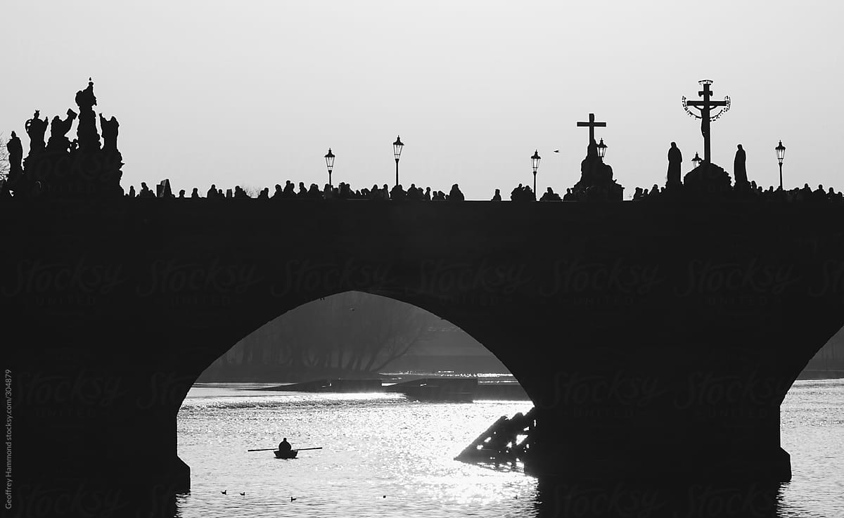 Silhouette of Charles Bridge, Prague