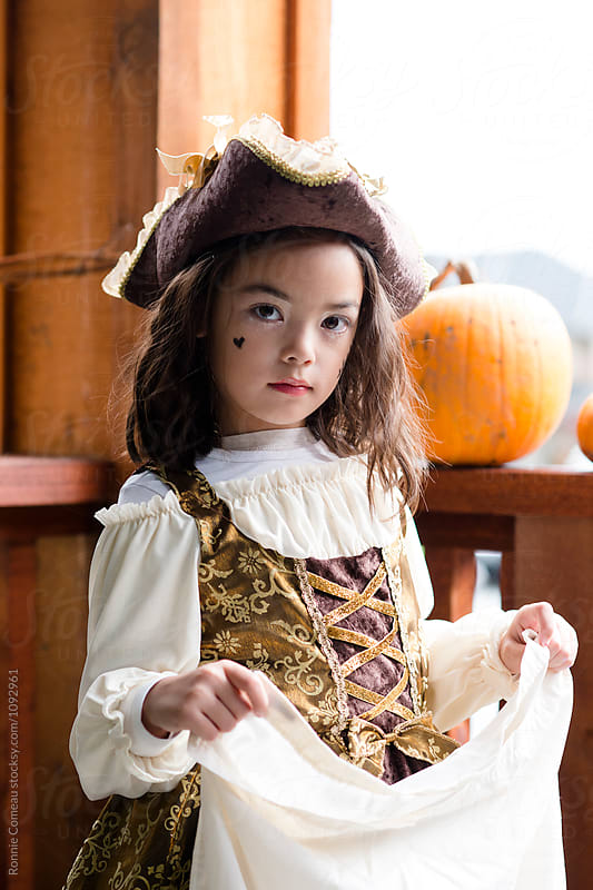 Little Girl Dressed As Pirate For Halloween