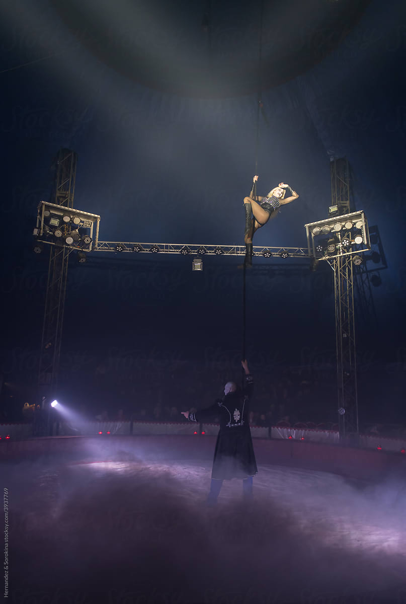 Circus Performance. Flying Acrobat