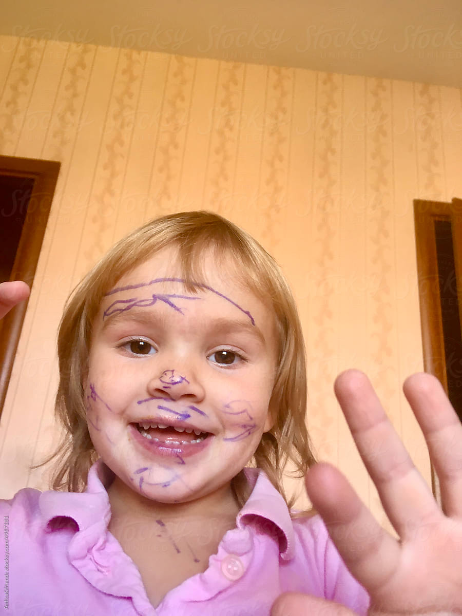 UGC messy face child portrait