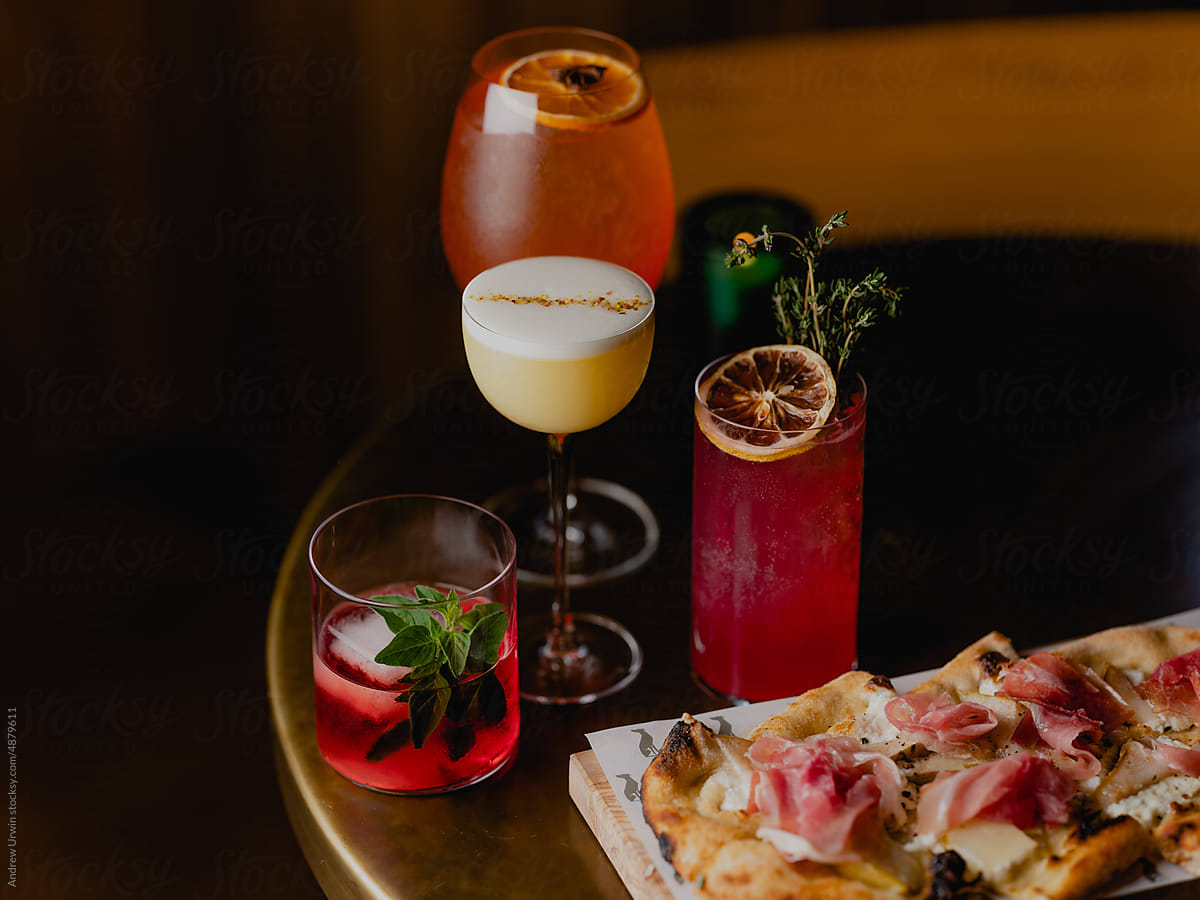 A selection of Christmas cocktails and snacks