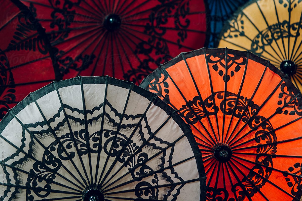Asian colorful parasols