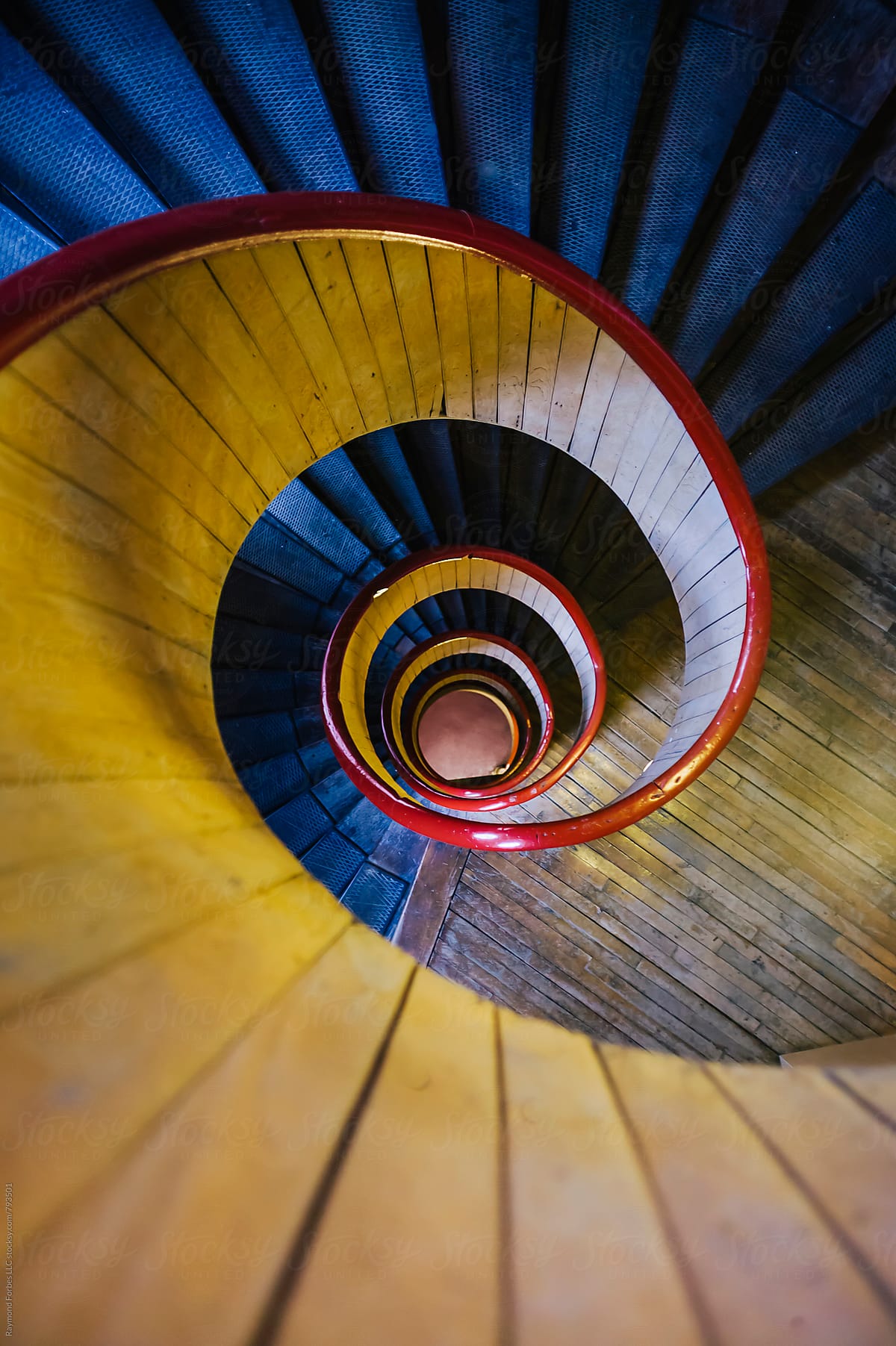 Wooden Yellow Spiral Staircase