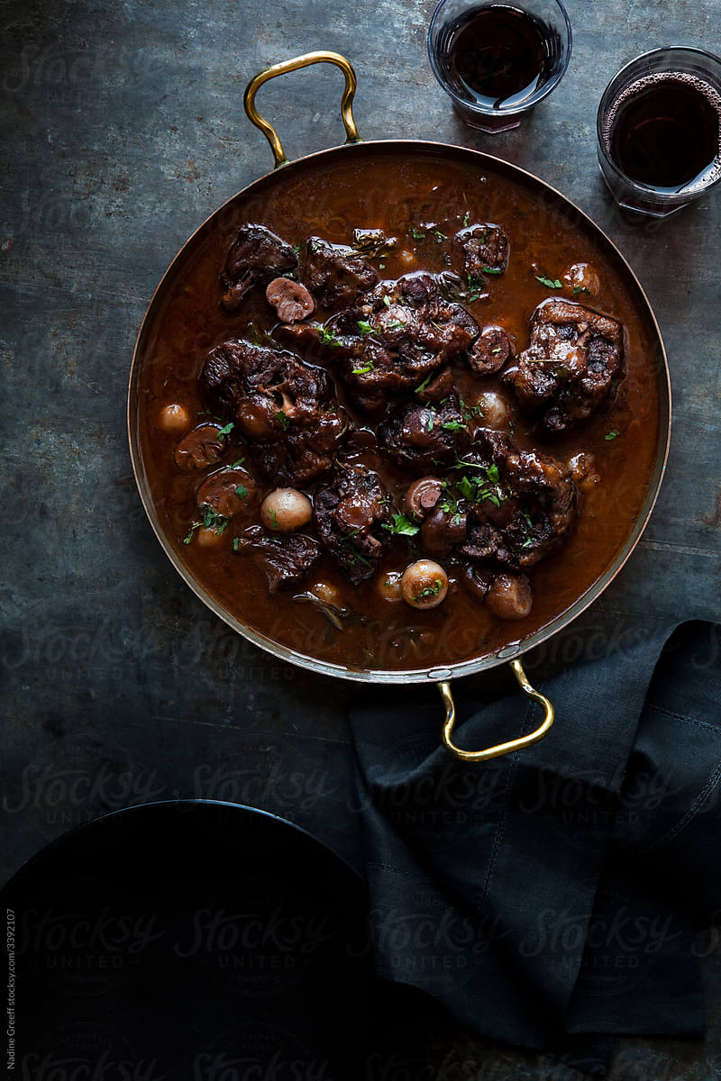 Beef oxtail stew with mushrooms
