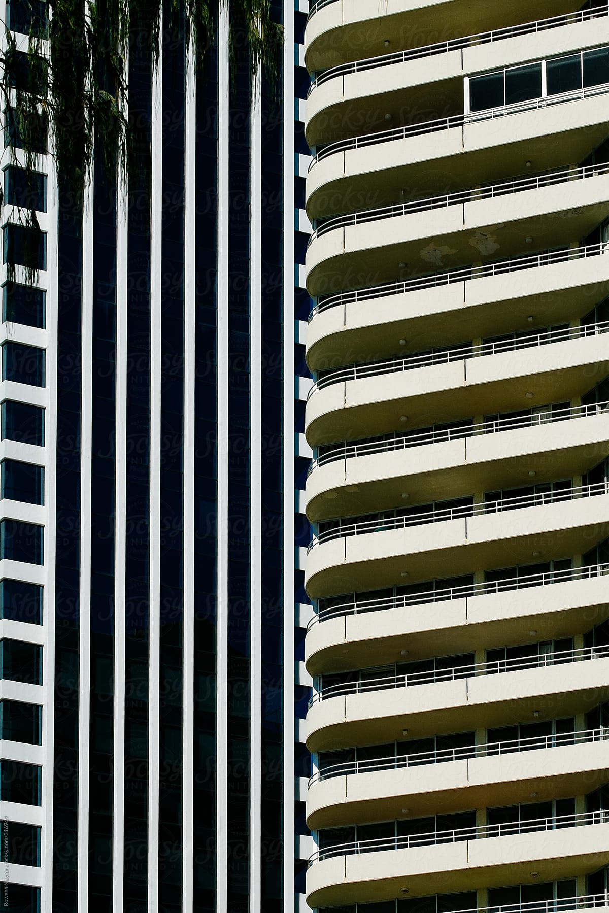 Contrasting High Rise Apartment Buildings