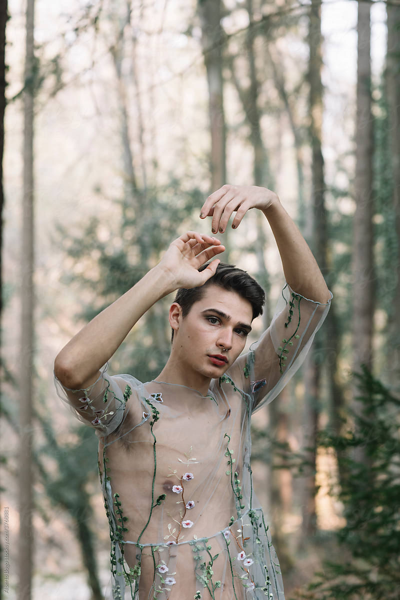 Portrait Of A Non-binary Man In The Woods