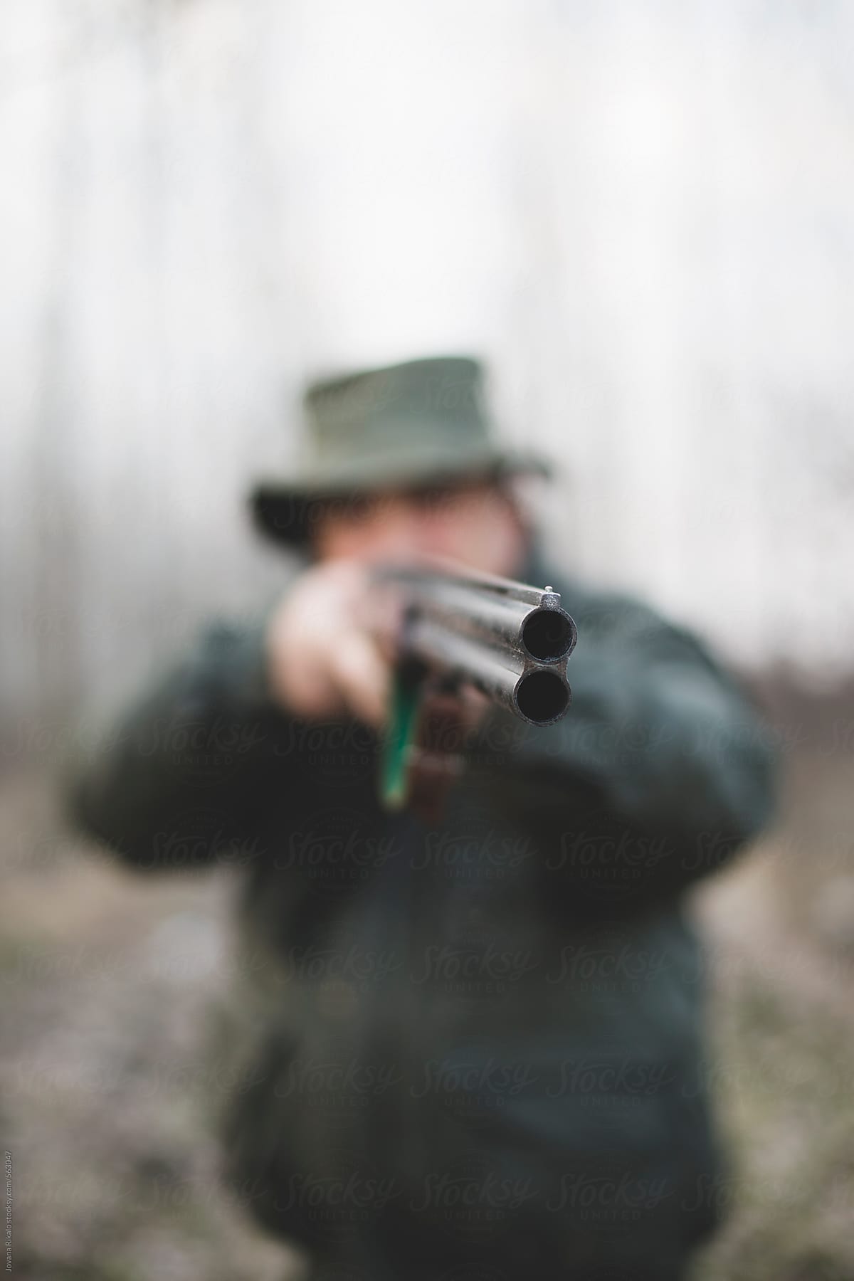 Portrait of a hunter aiming