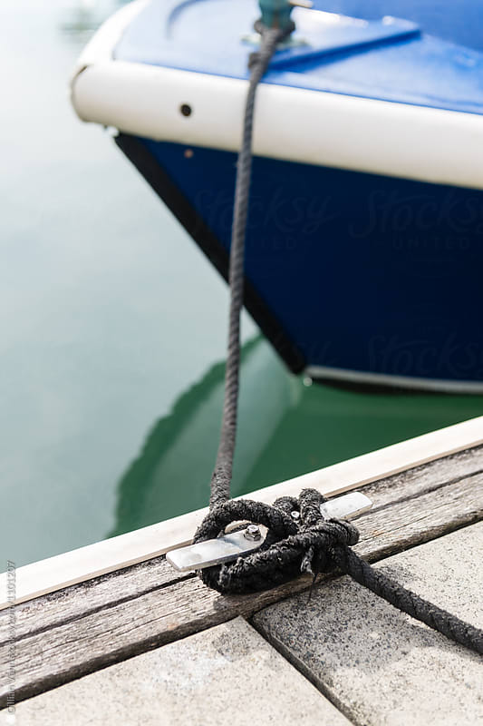 boat tied up at a mooring