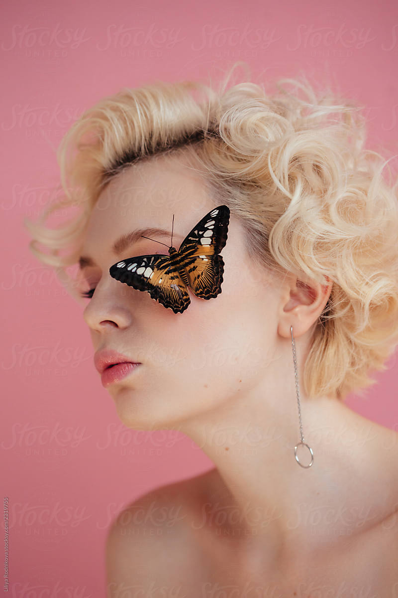 Beauty portrait with butterfly