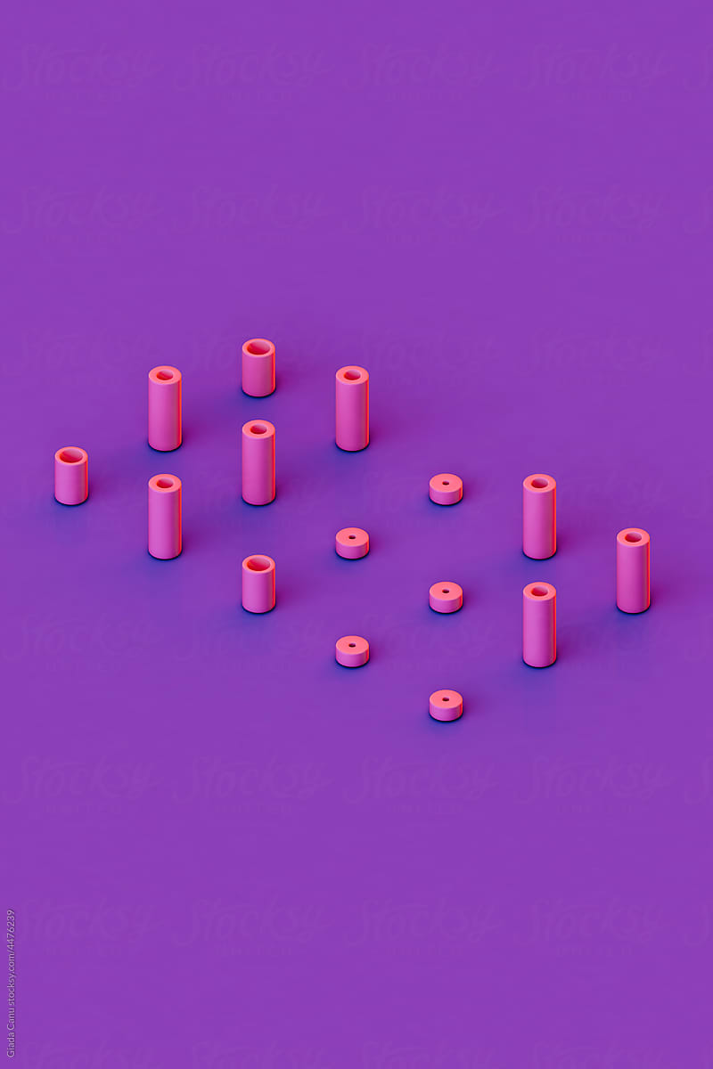 collection of Pink tubes on a violet background