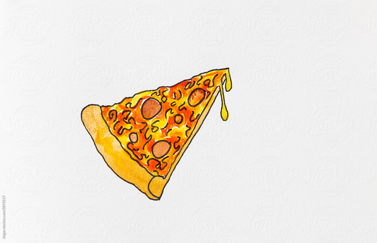 Pizza watercolor illustration