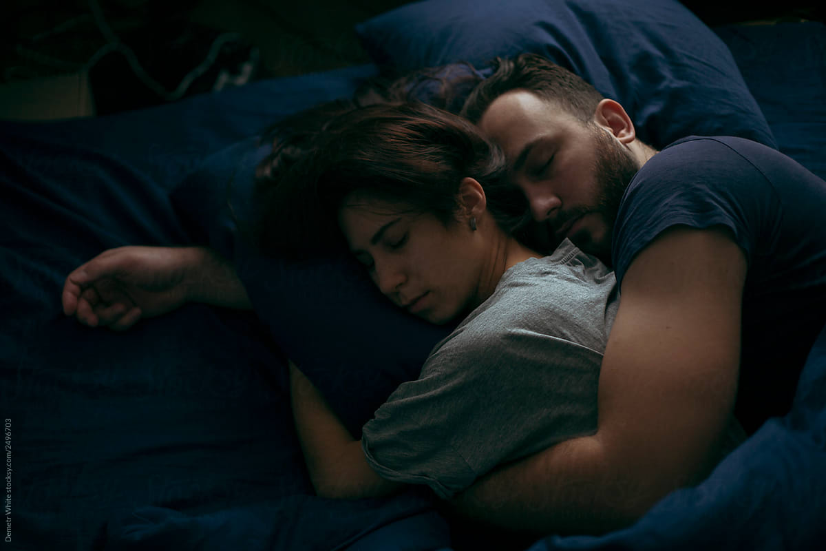 Portrait Of Sleeping Hugs Husband And Wife Lie On The Pillow By Stocksy Contributor Demetr