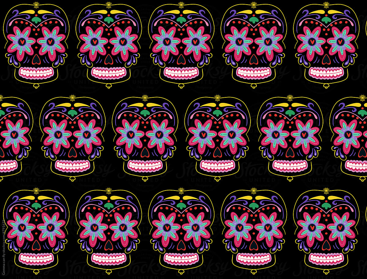 Mexican skulls illustration