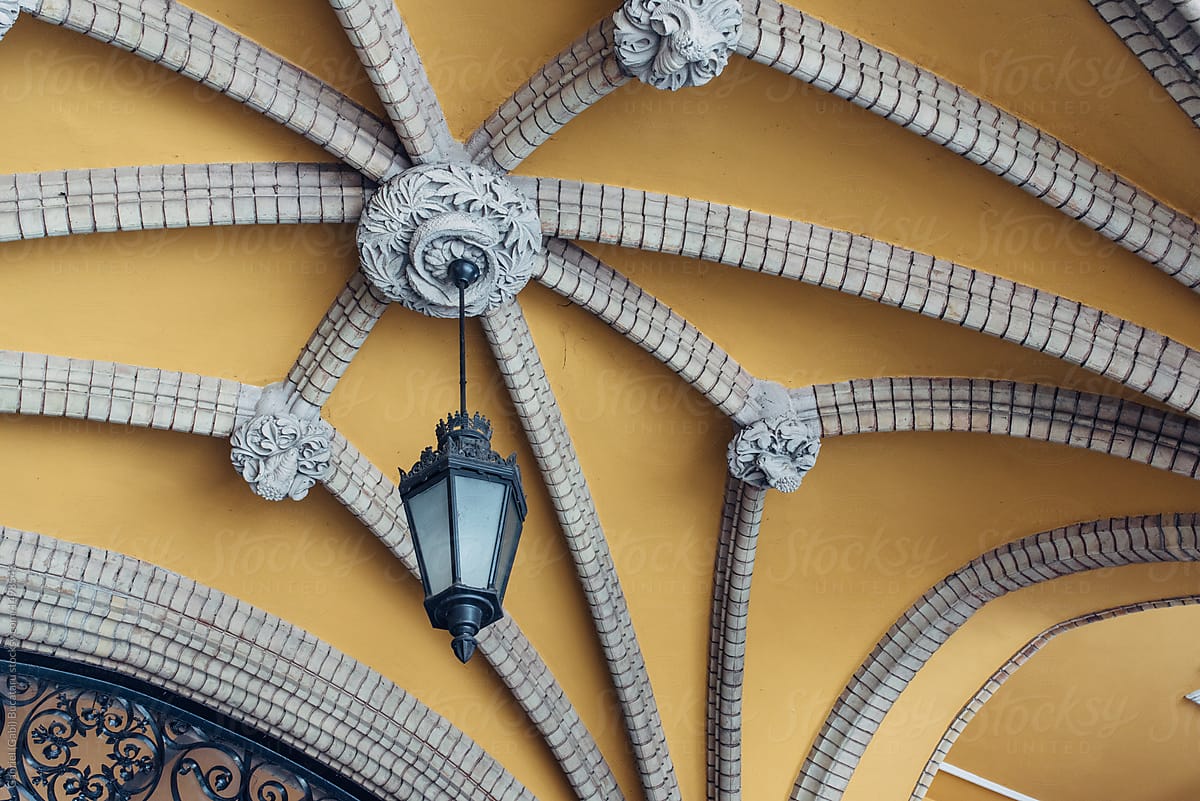 Decorated arched ceiling on an old European building