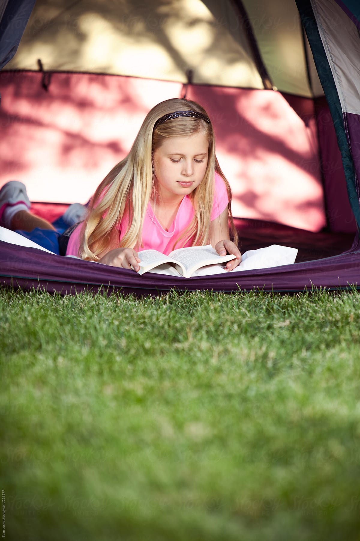 Camping: Girl Takes Break to Read