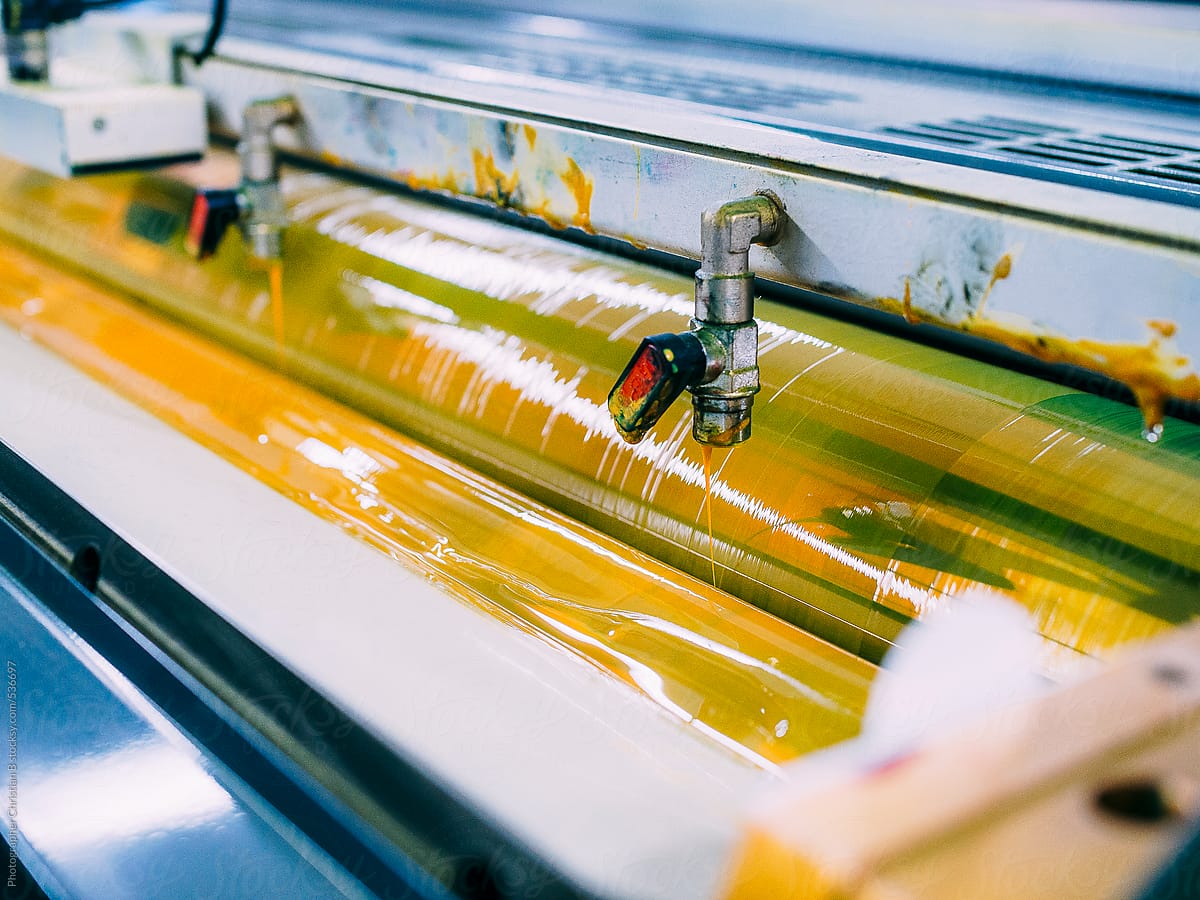 Yellow ink in a printing press