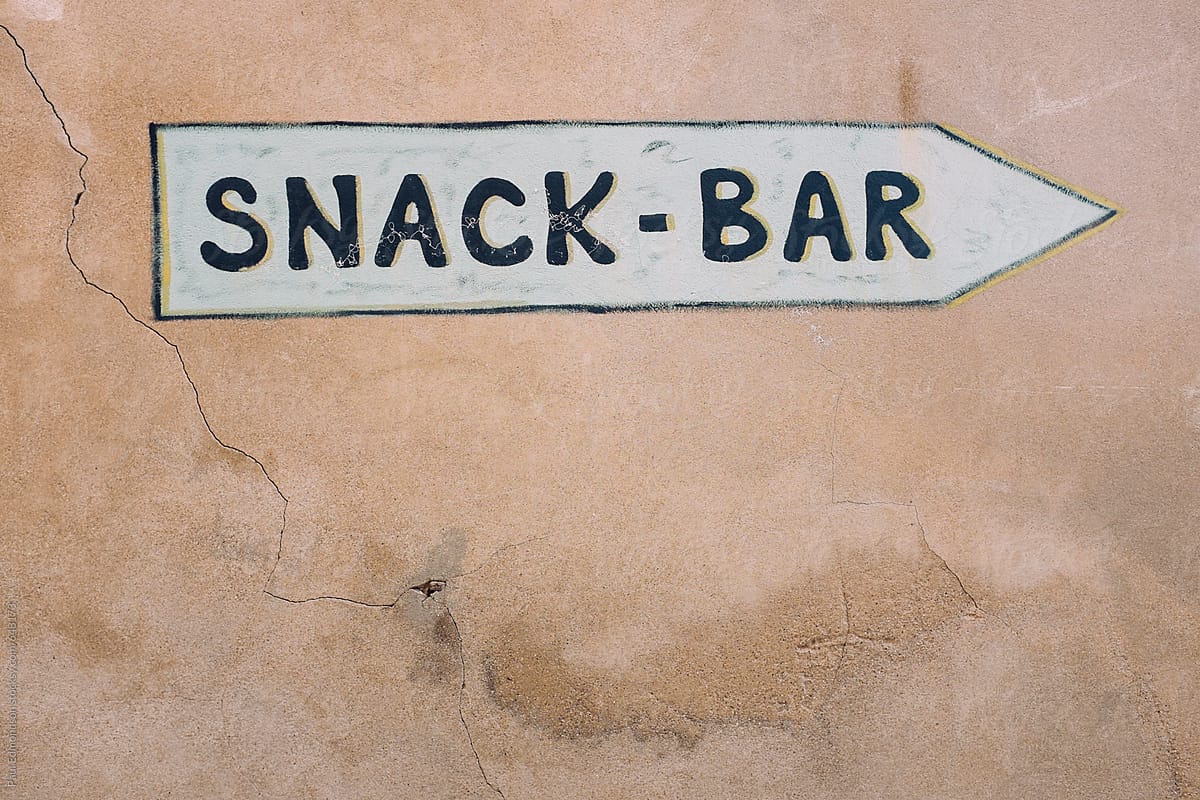 SNACK BAR sign painted on wall, Provence, France