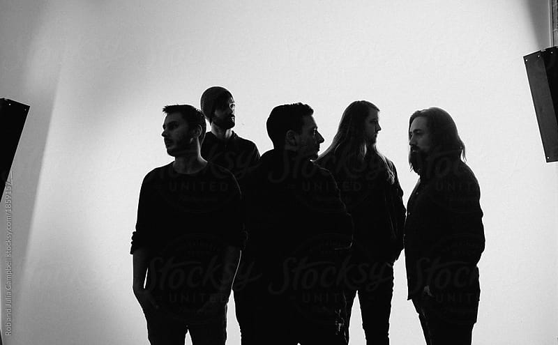 Five Member band on seamless background