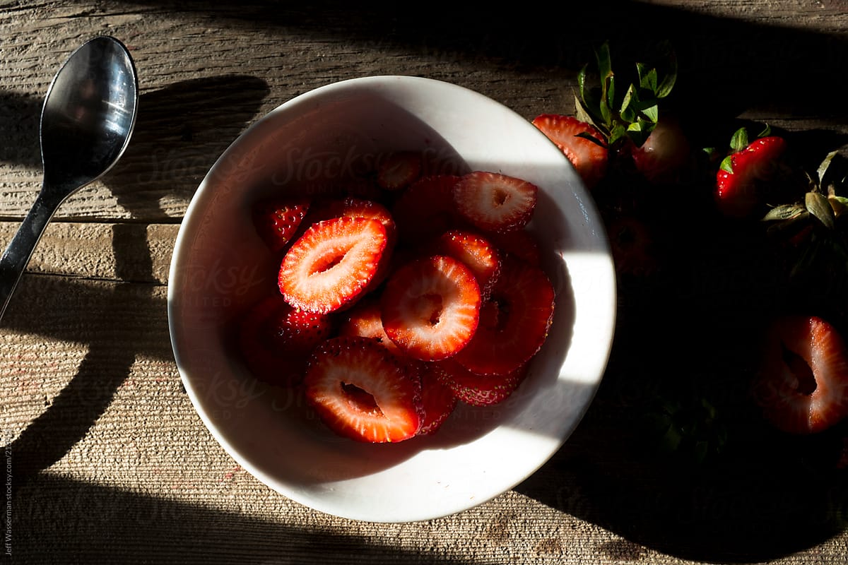 Organic Strawberries in Morning Light