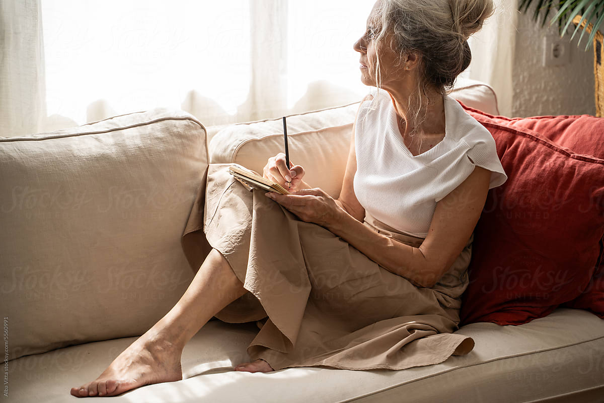 Retired woman relax at home