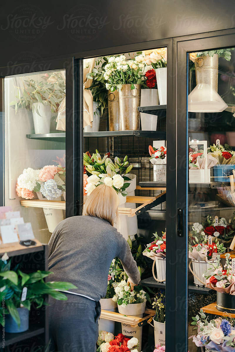 Female florist at a flower shop