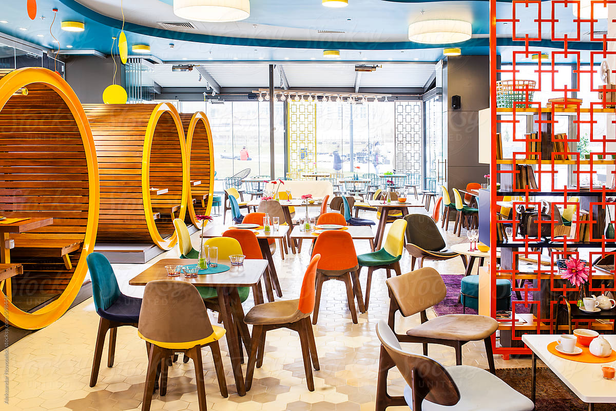 Modern Interior Of A Colorful Cafe By Aleksandar Novoselski