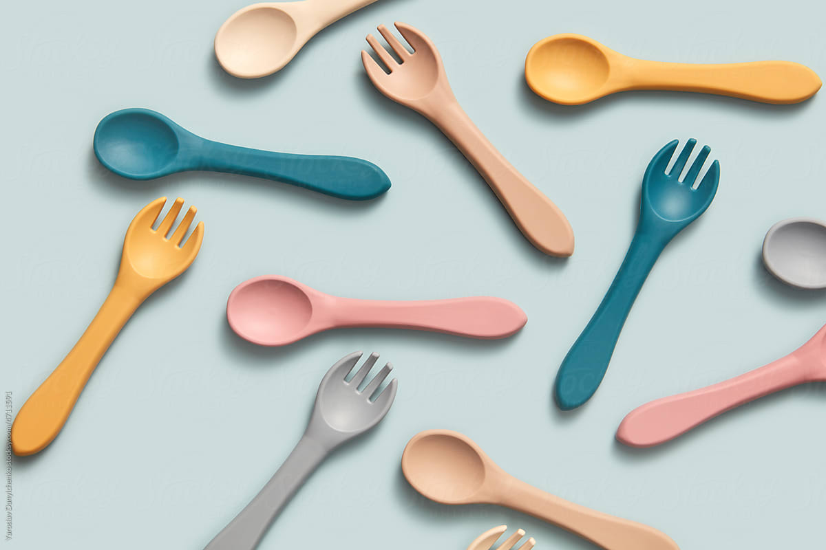 Cute kids tableware of spoons and forks