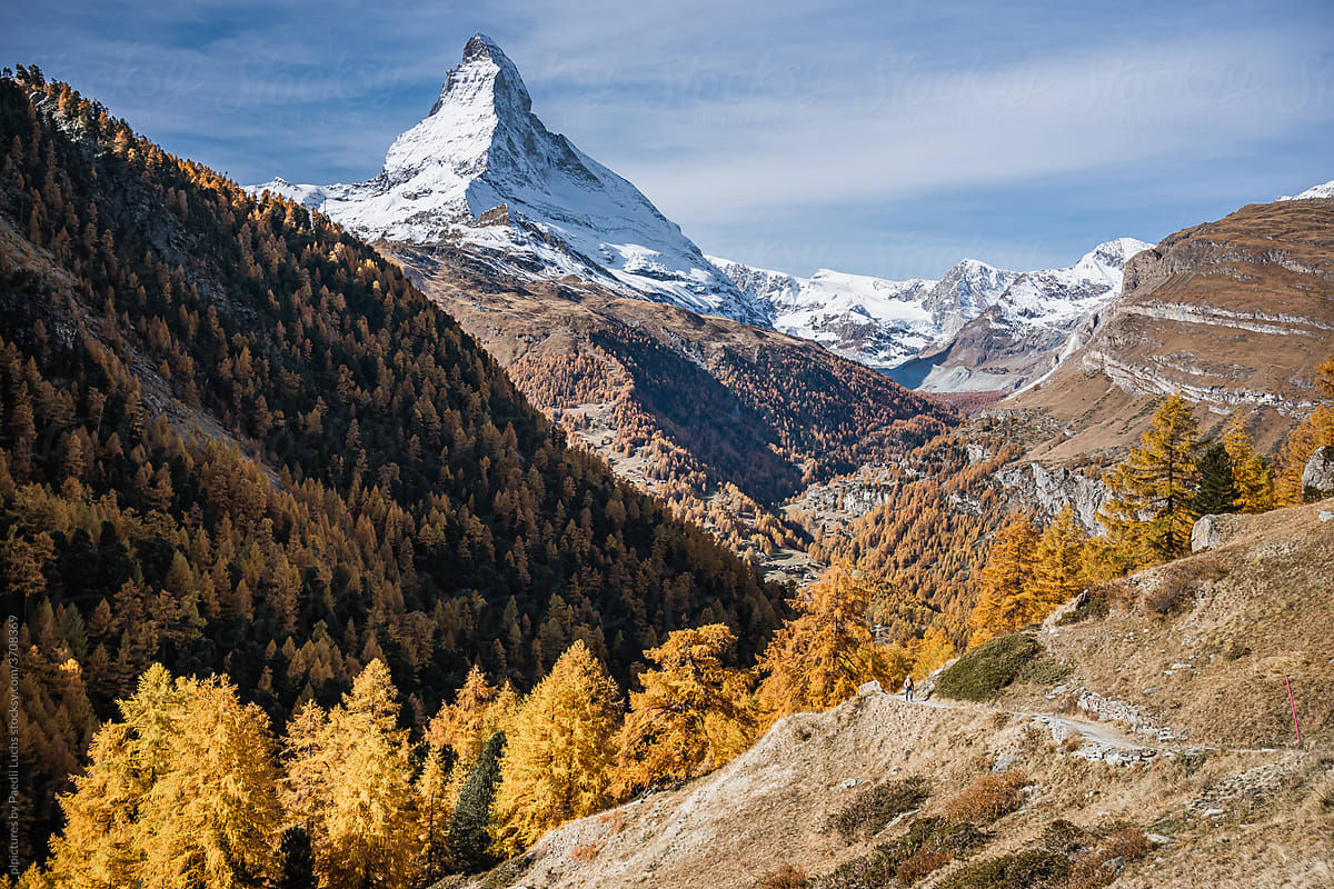 The Matterhorn in Switzerland in autumn.