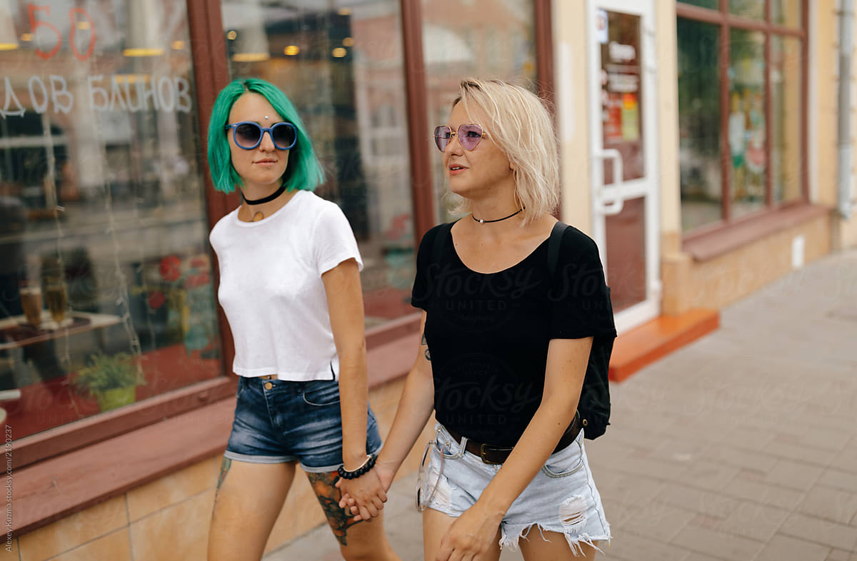 Lesbian Women Walking On The Street Poralexey Kuzma