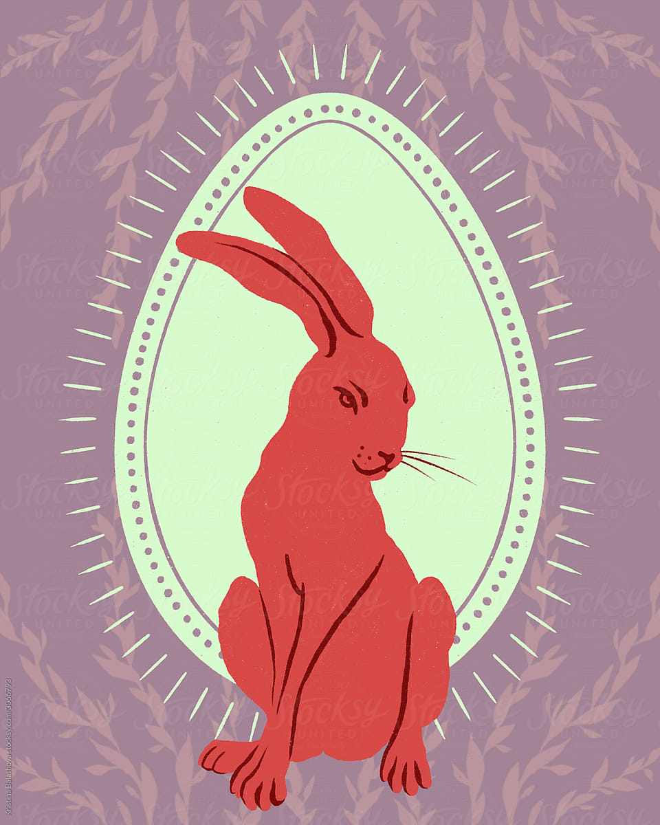 Easter bunny on easter egg background