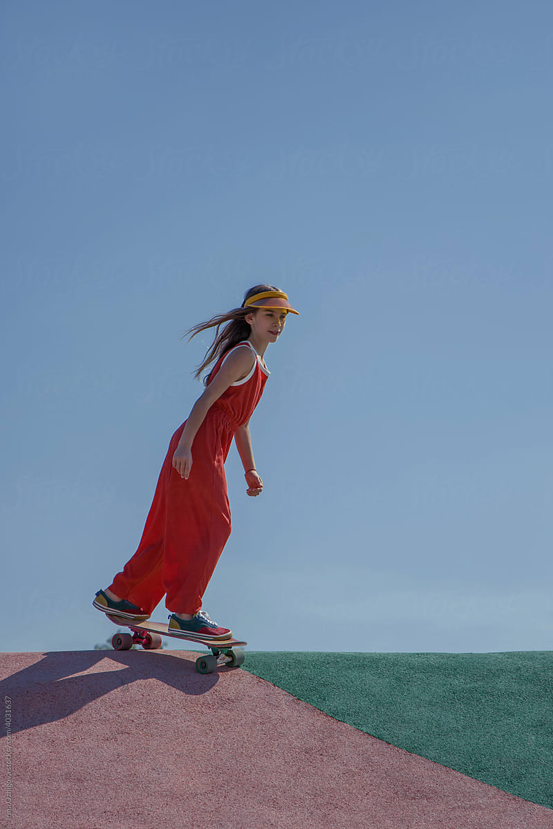 Girl riding skateboard