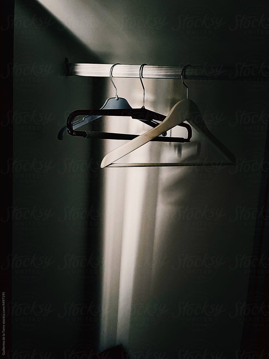 Hangers in the dark closet