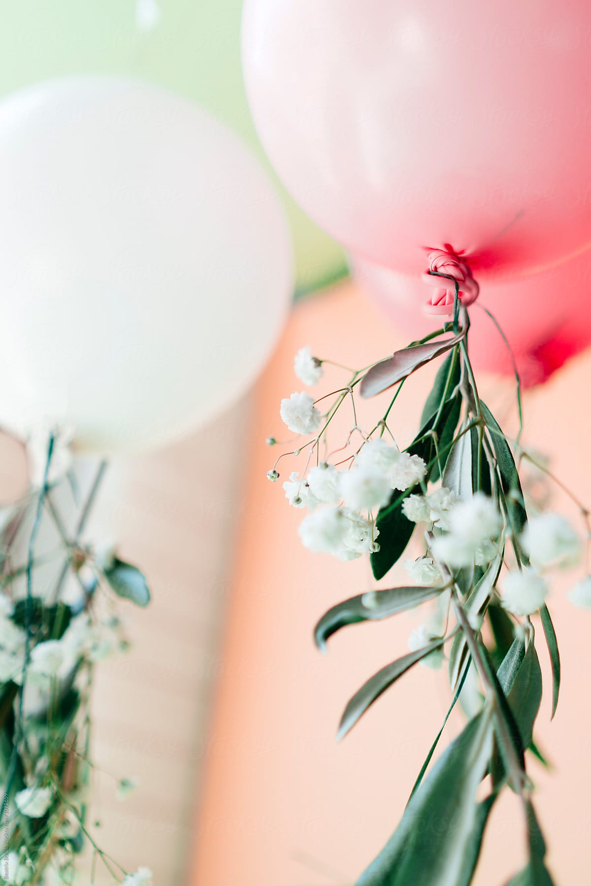 Pastel balloons with floral decor