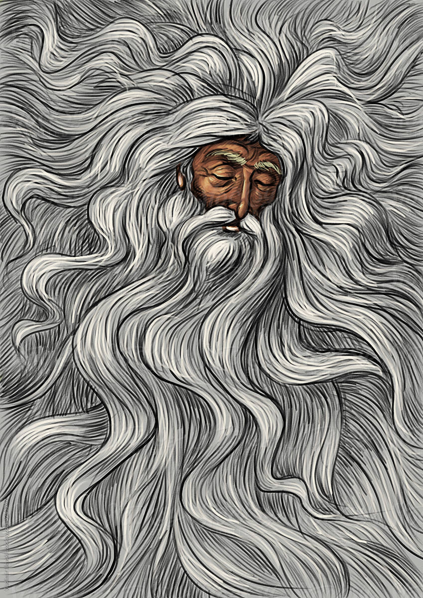 Old god like man with white beard