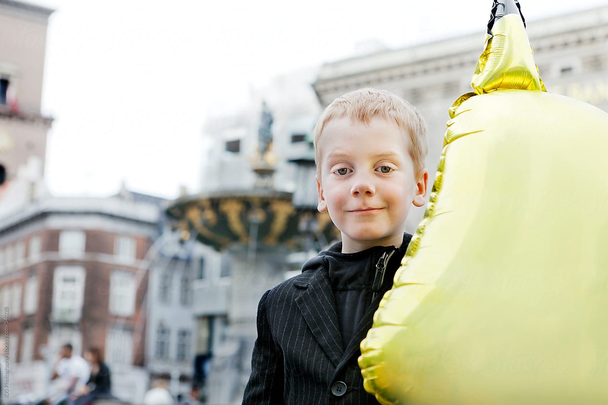 Boy with a balloon in Copenhagen, Denmark