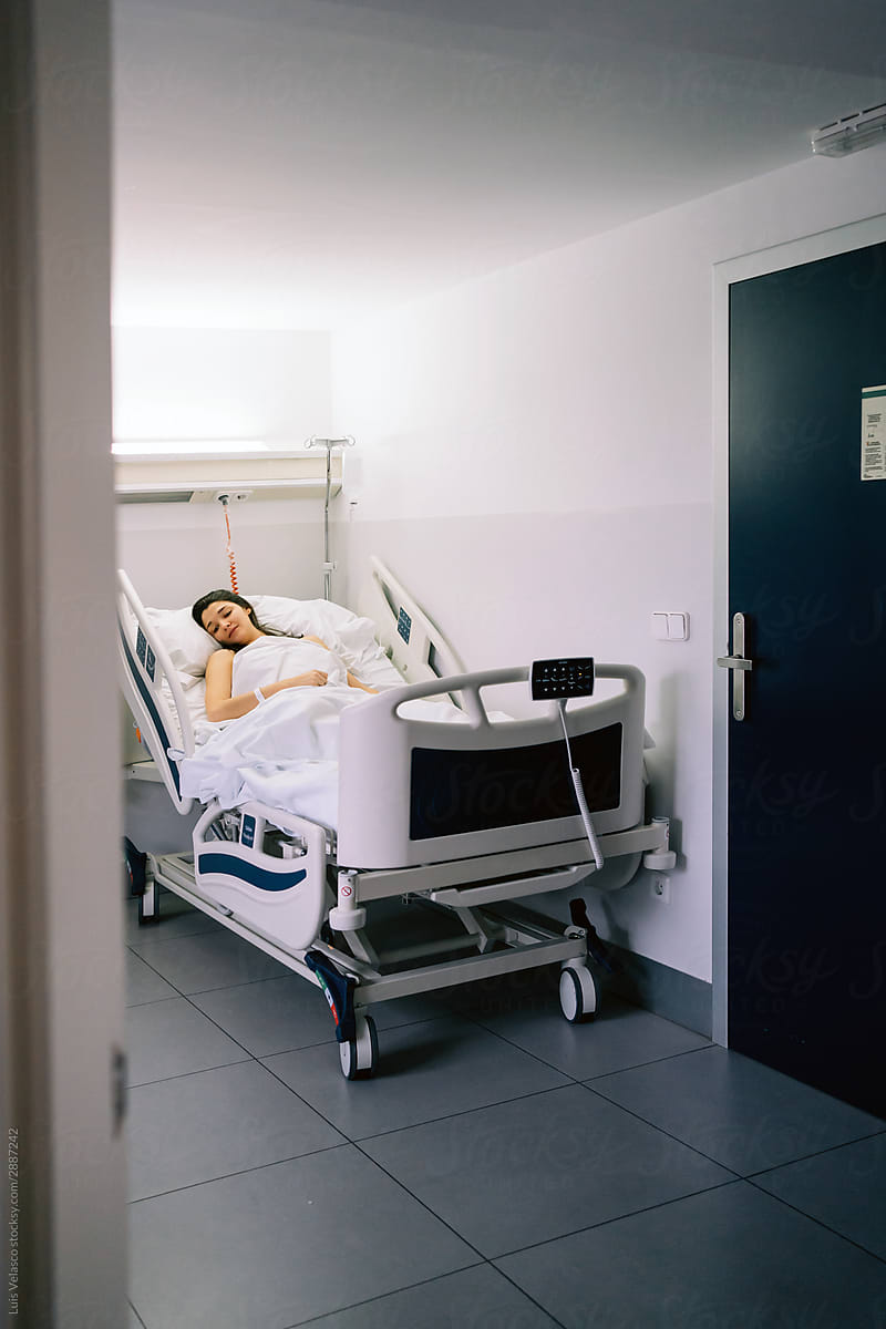 Female Patient Resting At The Hospital.