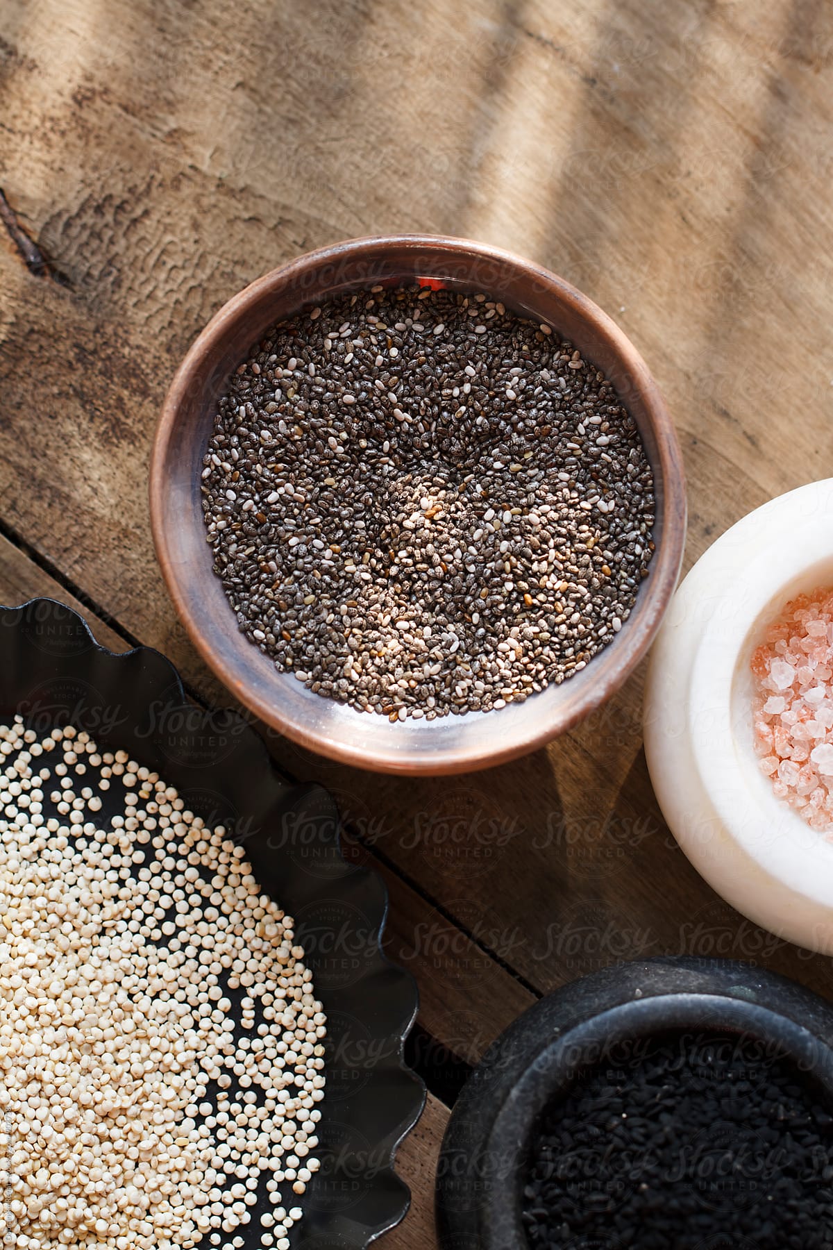 Quinoa,chia seeds,himalayan salt, black cumin