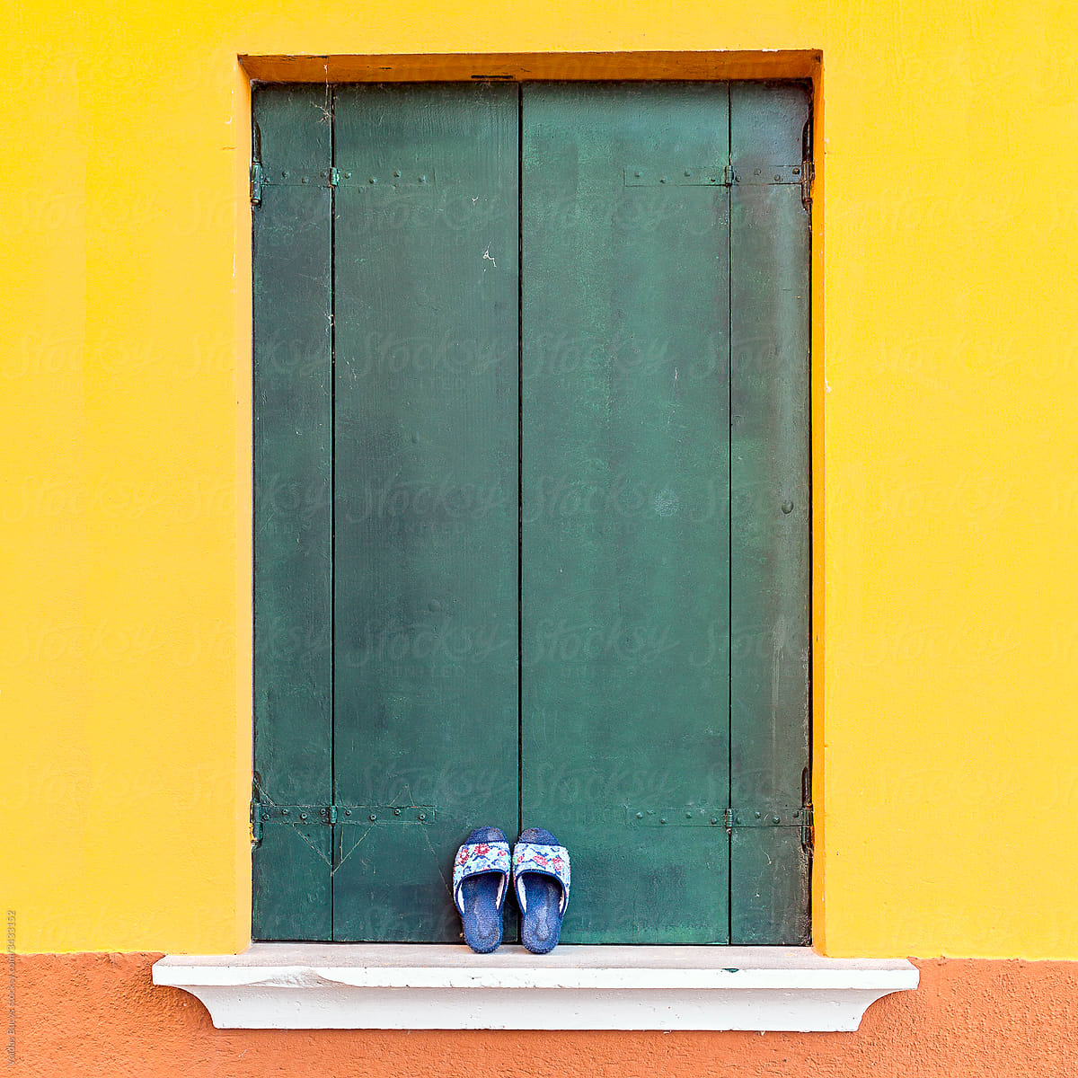 Colorful window in Venetian island of Burano