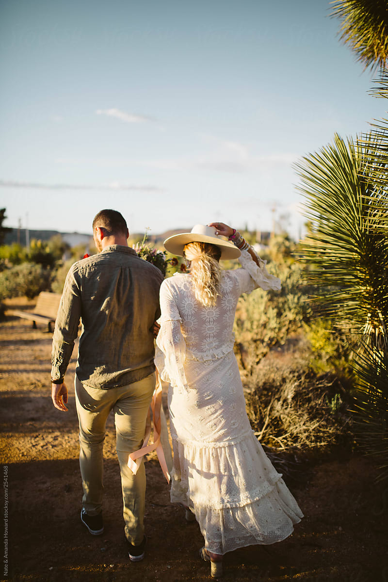 French couple and their elopement wedding in Joshua Tree national Park