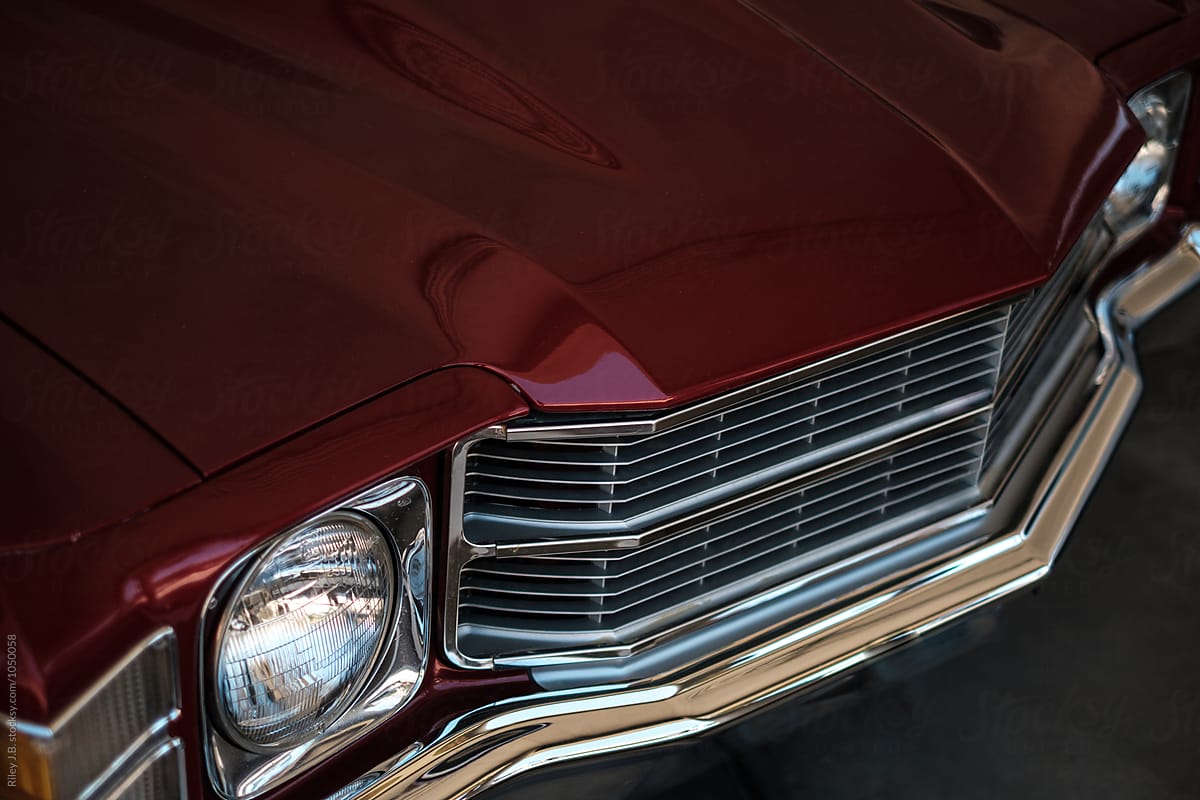 Detail Of A Vintage American Muscle Car's Front Grill by Stocksy
