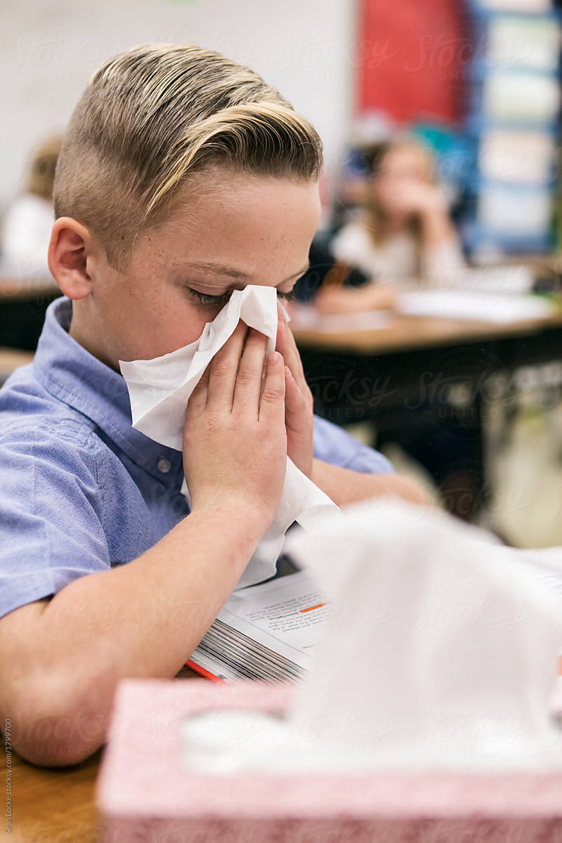 Classroom: Student Uses Tissue When Sneezing