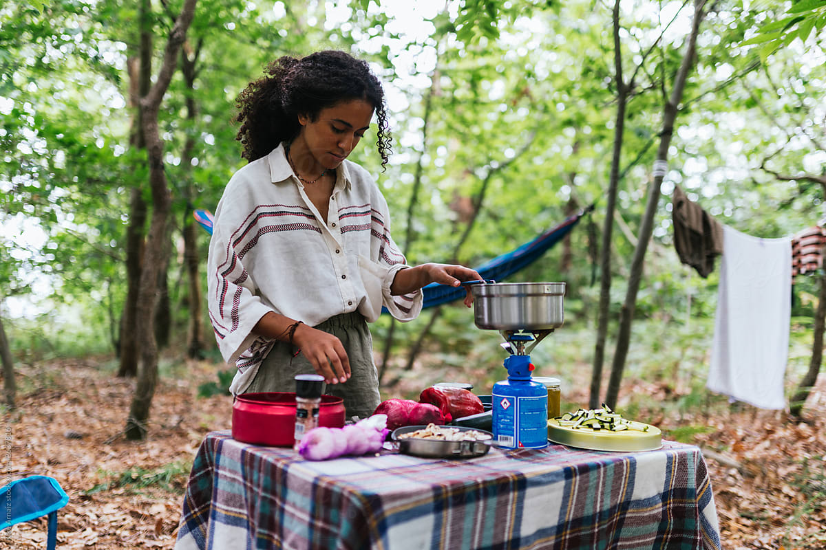 Cooking in camping site