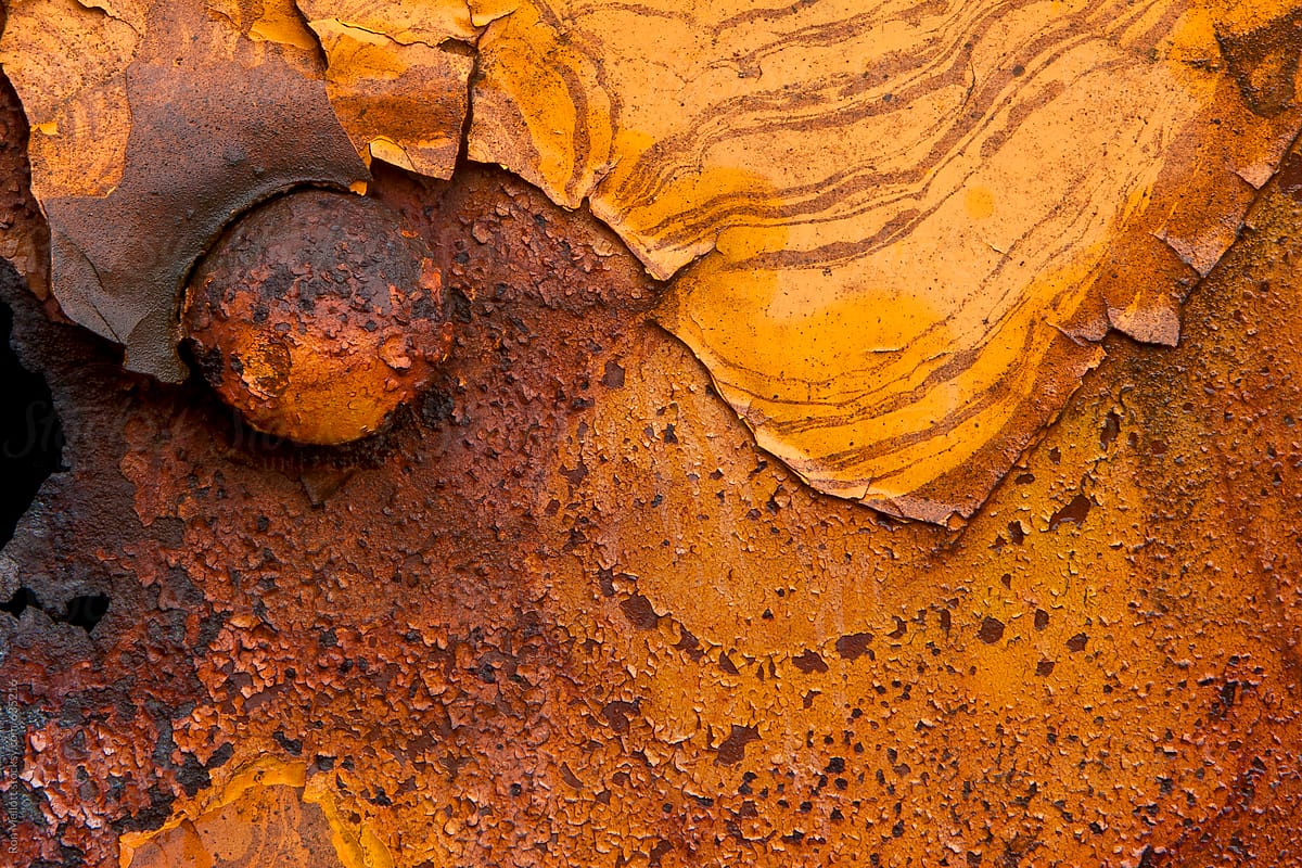 closeup macro of abstract micro rust patterns on steel
